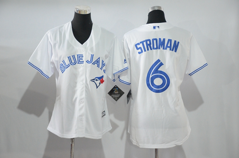 Womens 2017 MLB Toronto Blue Jays #6 Stroman White Jerseys